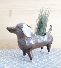 Load image into Gallery viewer, Brown spotted dachshund planter
