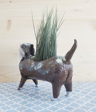 Load image into Gallery viewer, Brown spotted dachshund planter

