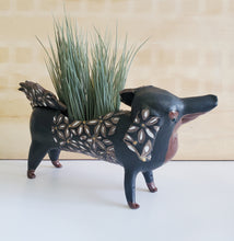 Load image into Gallery viewer, Black and Tan(nish) Dachshund Planter

