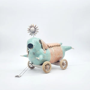 Seafoam Blue Dog Box on Wheels