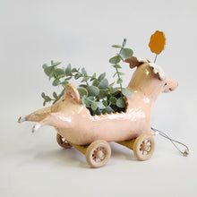 Charger l&#39;image dans la galerie, Flying Peach Fat Dog Planter on Wheels
