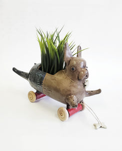 French Bull Dog Wheely Planter