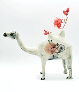 Camel Vase with Cycling Kitty