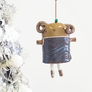 Curly Horned Sheep Dangling Doll
