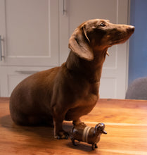 Load image into Gallery viewer, Black and Tan Dachshund Planter
